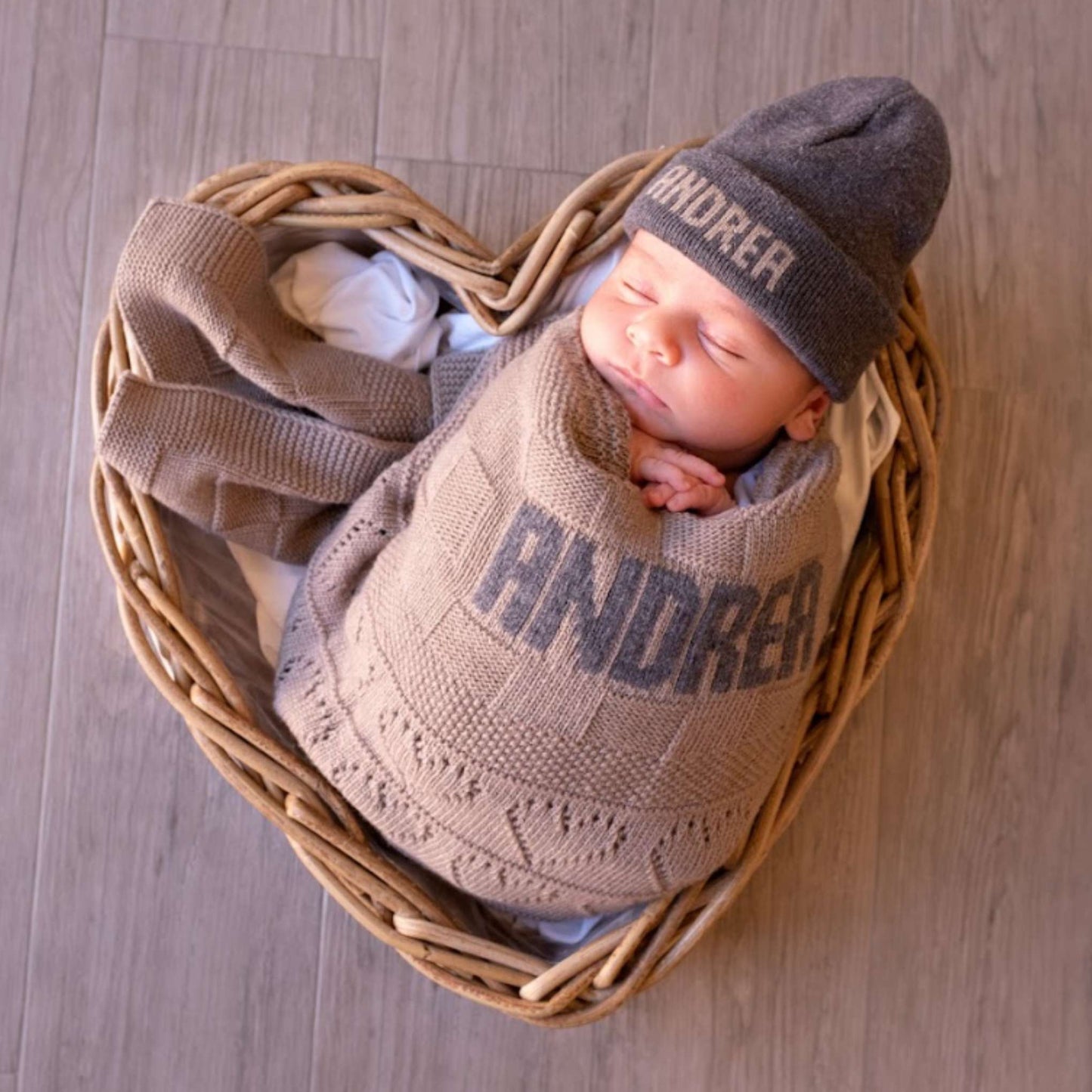 Set nascita personalizzato - Copertina con nome + Berretto con nome - idea regalo