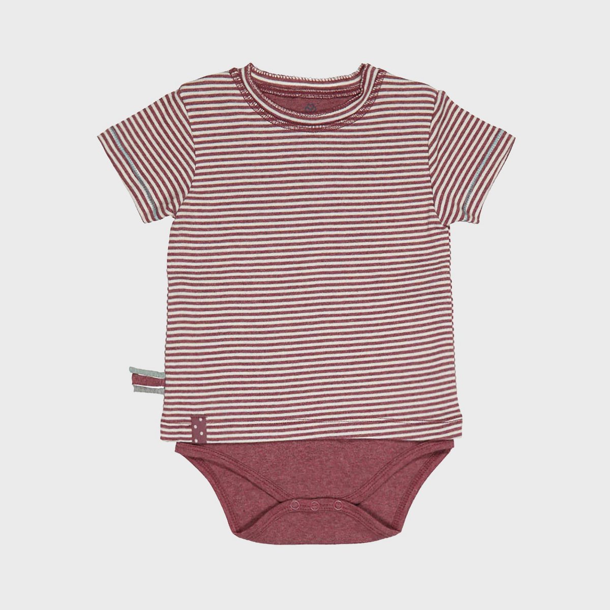 Body T-shirt OrganicEra P/E da neonato, a righe bordeaux