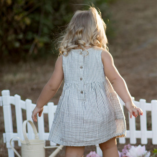 Abito senza maniche in mussola organica OrganicEra con tasca, grigio