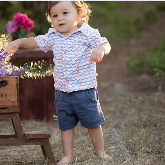 Pantaloncini da bambino biologici OrganicEra, indaco