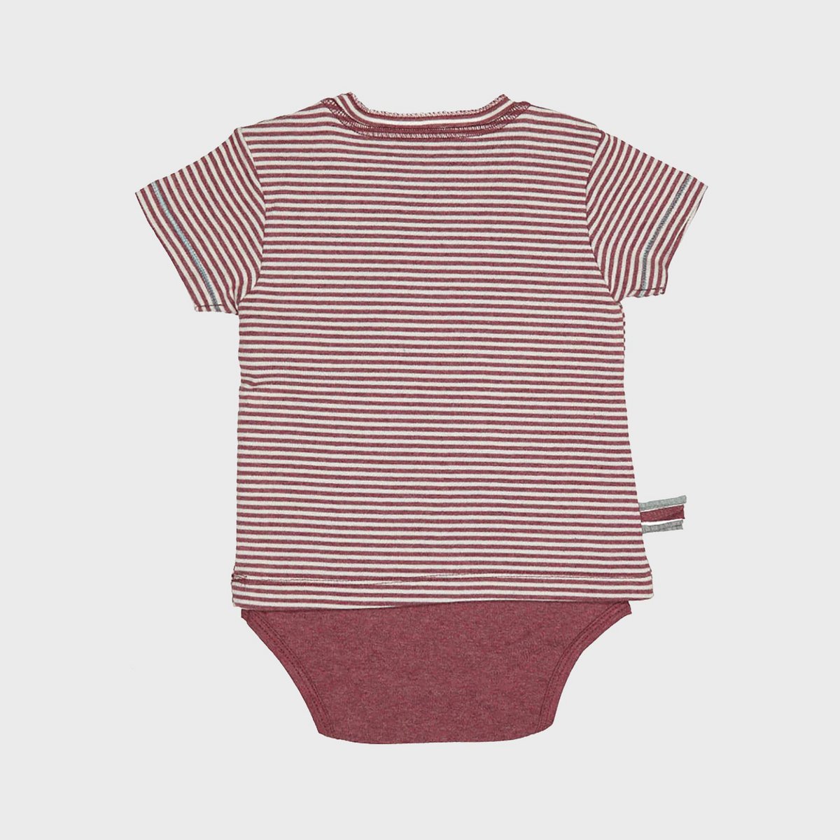 Body T-shirt OrganicEra P/E da neonato, a righe bordeaux